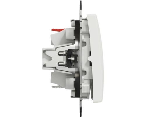 Boční pohled na bílý spínač pro montáž na stěnu