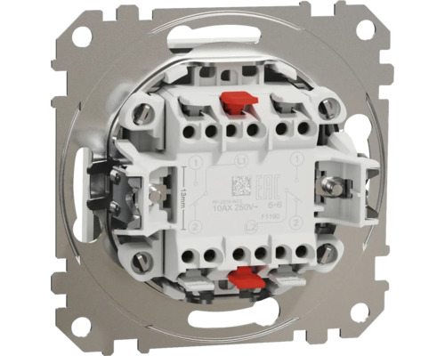 Detail spínače s upevňovacími prvky a svorkami