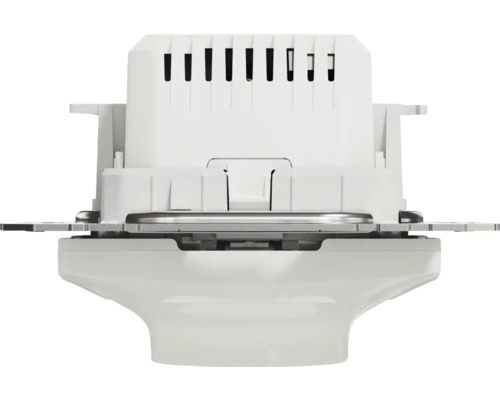 Bílá objímka žárovky s větracími otvory.