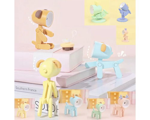 Několik lampiček na čtení ve tvaru zvířat