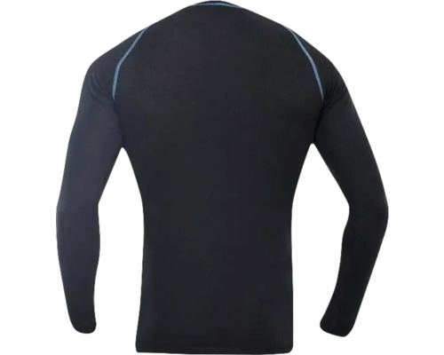 Černé termotričko s dlouhým rukávem, pohled zezadu.