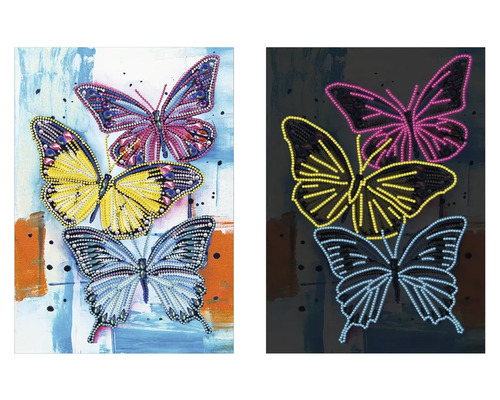 Svítící obrázek motýla se třemi motýly