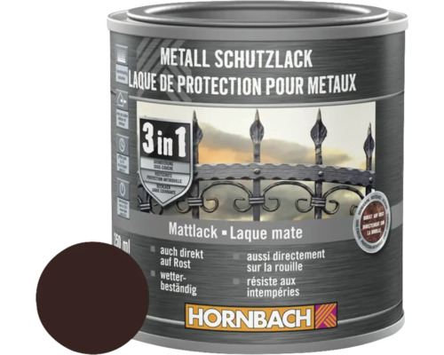 Barva na kov 3v1 HORNBACH 250 ml hnědá matná-0