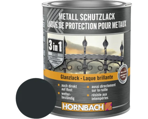 Barva na kov 3v1 Hornbach lesklá antracit 750 ml Kovová ochranná barva v plechovce s lesklým lakem