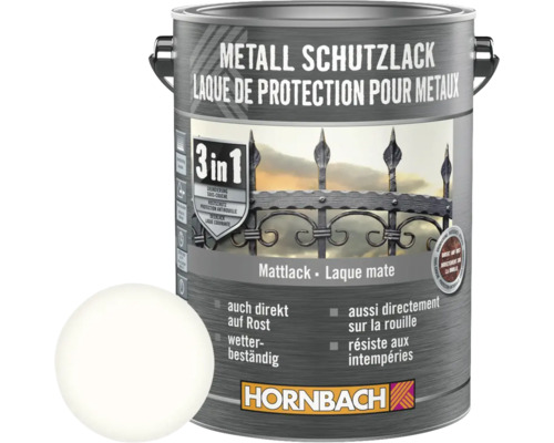 Barva na kov 3v1 HORNBACH bílá matná 2,5l Kovová ochranná barva v plechovce od společnosti Hornbach