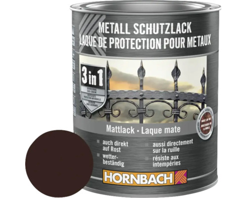 Barva na kov 3v1 HORNBACH 750 ml hnědá matná Barva na kov 3v1 HORNBACH 750 ml hnědá matná