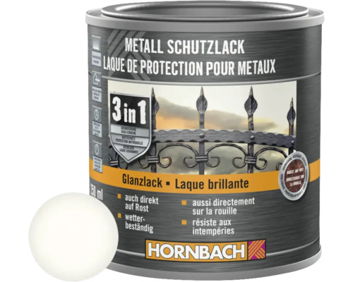 Barva na kov 3v1 HORNBACH 250 ml bílá lesk