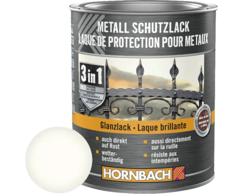 Barva na kov 3v1 HORNBACH 750 ml bílá lesk