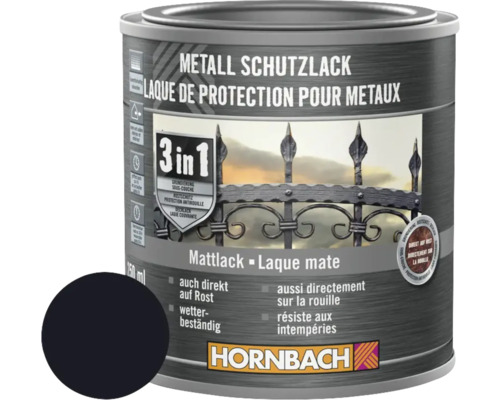 Barva na kov 3v1 HORNBACH 250 ml černá matná Barva na kov 3v1 HORNBACH 250 ml černá matná