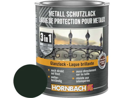 Barva na kov 3v1 HORNBACH 750 ml tmavě zelená lesk