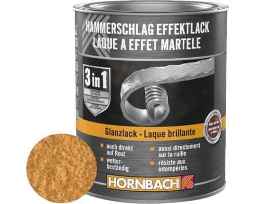 Kladívková barva na kov 3v1 HORNBACH měď lesk 750 ml Lesklý lak s kladívkovým efektem v plechovce