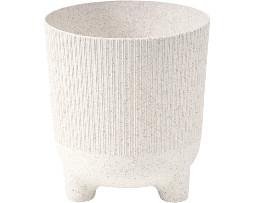 Obal na květináč plastový na 3 nožičkách ARIA JUMPER ECO WOOD Ø 16 x 18 cm bílý Květináč z plastu s rýhovanou strukturou a nožičkami