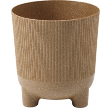 Obal na květináč plastový na 3 nožičkách ARIA JUMPER ECO WOOD Ø 16 x 18 cm světle hnědý