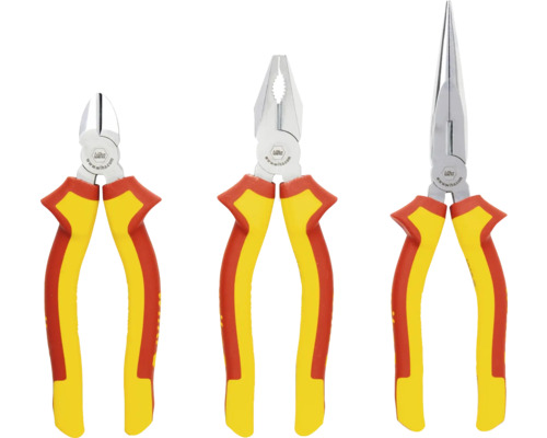 Sada tří kleští: boční štípací kleště, kombinované kleště a jehlové kleště