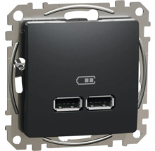 Zásuvka Schneider Electric SEDNA SDD114401 2xUSB-A+A,2.1A antracit