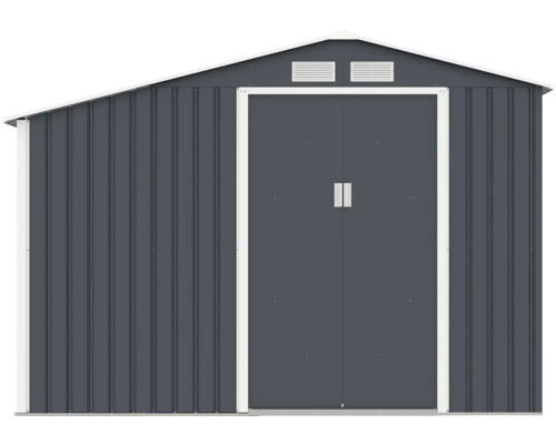 Kovová zahradní bouda s dvoukřídlými dveřmi