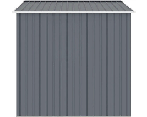 Kovová stěna zahradního domku se střechou