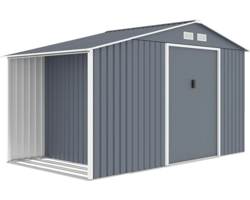 Kovová kůlna na nářadí s posuvnými dveřmi a ventilačními mřížkami