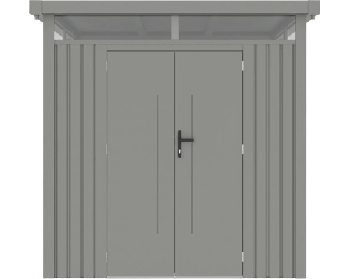 Kovový zahradní domek s dvoukřídlými dveřmi