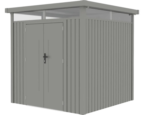 Zahradní skříň s dvoukřídlými dveřmi a světlíkem pro zahradní nářadí a vybavení