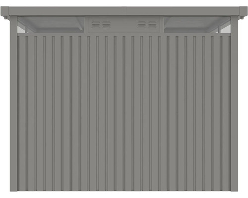 Uzavřený šedý zahradní altán s panelovou stěnou