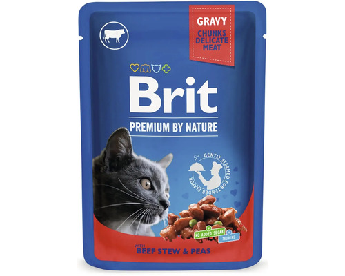 Kapsička pro kočky Brit Premium with Beef & Peas 100 g Brit Premium by Nature krmivo pro kočky s hovězím gulášem a hráškem