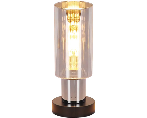 Stolní lampa se skleněným stínidlem a kovovou základnou