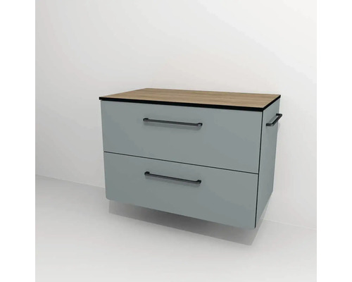 Nástěnná skříňka se dvěma zásuvkami a dřevěnou deskou