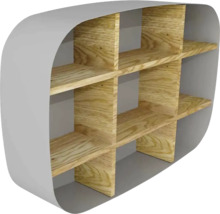 Nástěnný regál do koupelny Devo Oval šedá/dub přírodní 60 x 40 x 12 cm OV-MK60-L10D01