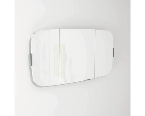 Zrcadlová skříňka bez osvětlení Devo Oval 110 x 13,8 x 60 cm alpine white/šedá Bílá závěsná skříňka se třemi dvířky do koupelny