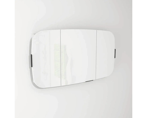 Zrcadlová skříňka bez osvětlení Devo Oval 110 x 13,8 x 60 cm alpine white/černá Bílá zrcadlová skříňka se třemi dvířky k montáži na stěnu