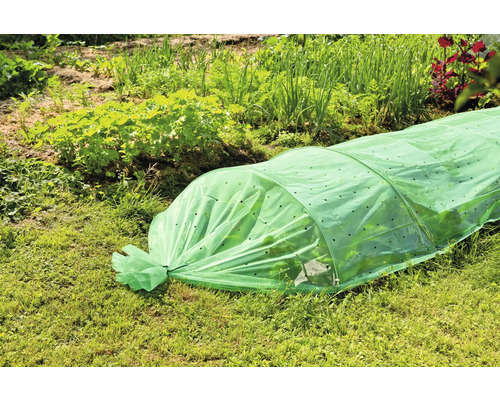 Zahradní scéna s mini skleníkem na ochranu rostlin