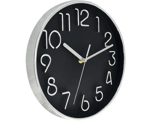 Nástěnné hodiny 3D ciferník ø30 cm stříbrné / černé
