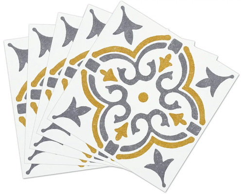 Několik dekorativních dlaždic se vzorovaným designem