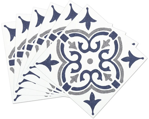 Několik dekorativních dlaždic s ornamentálním vzorem