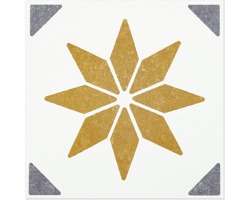 Dekorativní dlaždice se vzorem hvězdy a trojúhelníky v rozích