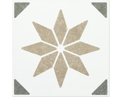 Dekorativní dlaždice s hvězdicovým vzorem a trojúhelníky v rozích