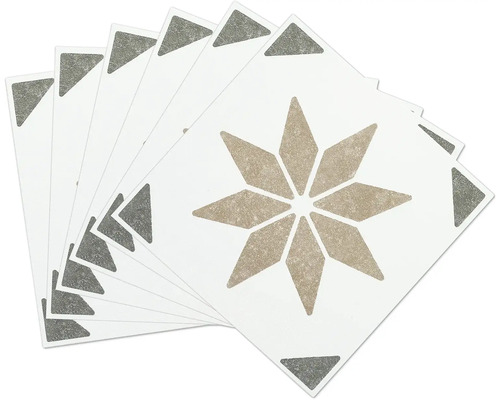 Několik vinylových dlaždic se vzorem hvězdy