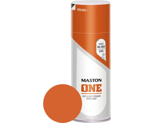 Barva ve spreji, akrylátová, oranžová, lesklá 400ml (RAL 2004) Maston One sprej oranžová RAL 2004