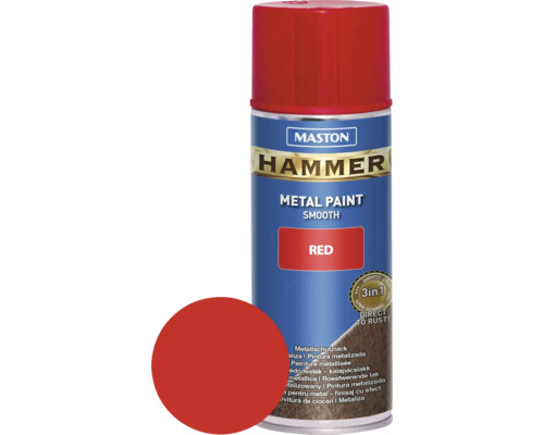 Barva ve spreji 400ml červená hladká Metall-Hammer Maston Hammer barva na kov červená, kovová sprejová dóza