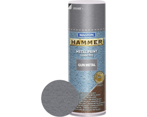 Kladívková barva 400ml gun metal šedá, Metall-Hammer Maston Hammer metalická barva Gun Metal sprej