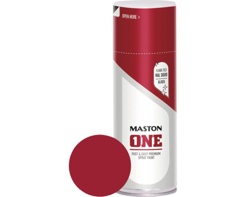 Barva ve spreji ONE lesk ohnivě červená RAL3000 400ml Maston One lak ve spreji, plamenně červená RAL 3000