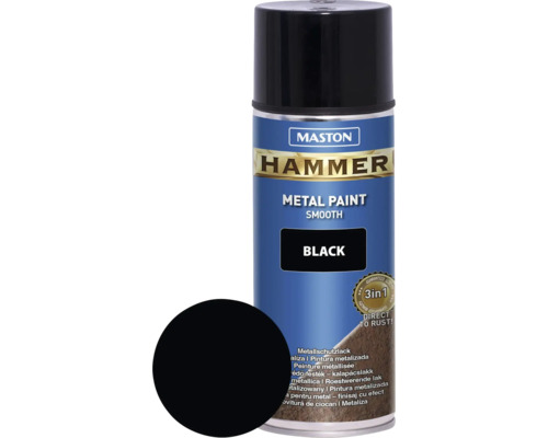 Barva ve spreji 400ml černá hladká Metall-Hammer