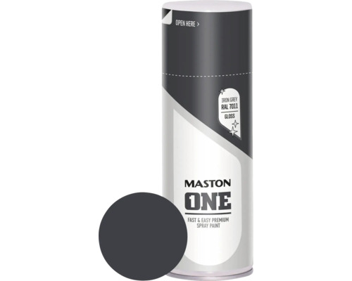 Barva ve spreji ONE lesk ocelově šedá RAL7011 400ml Maston One sprej železná šedá RAL 7011 lesklý