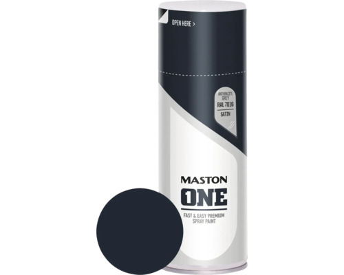 Barva ve spreji ONE Satin antracitová RAL7016 400ml Sprej Mastons One s ukázkou barvy antracitová šedá RAL 7016