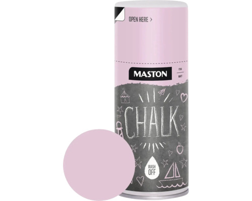 Křídová barva Maston Chalk Pink pastelově růžový 150 ml Sprej Maston s křídovým efektem s ukázkou barvy