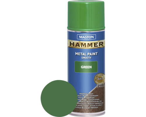 Barva ve spreji 400ml zelená hladká Metall-Hammer Maston Hammer metalická barva zelená ve spreji