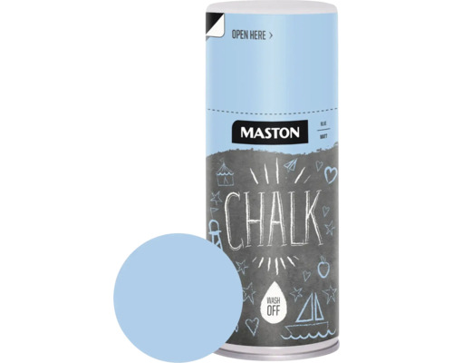 Křídová barva Maston Chalk Blue pastelově modrý 150 ml Mastons sprejová barva pro křídové barvy, modrá, matný povrch