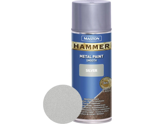 Barva ve spreji 400ml stříbrná hladká Metall-Hammer Maston Hammer metalická barva ve spreji s antikorozní ochranou