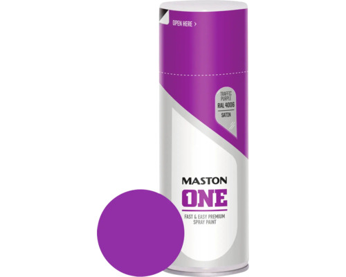 Barva ve spreji ONE Satin purpurová RAL4006 400ml Sprej s fialovou barvou od Maston